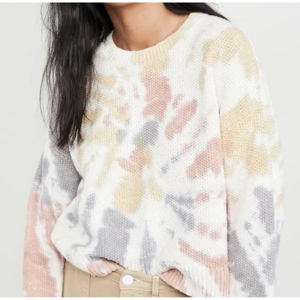 Madewell Tie-Dye Westford Pullover Sweater Pastel Cotton‎ Small Artsy Boho Boxy - Image 4