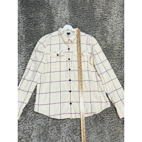 Patagonia Button Down Shirt Women's Flannel Plaid Long Sleeve Casual Size L - Image 12