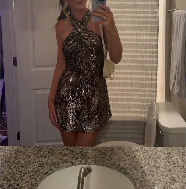 high neck dress sparkle cocktail - Image 2