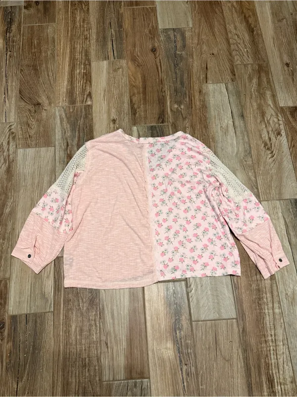 POL Baby Pink Contrast Floral Knit Top - Image 4