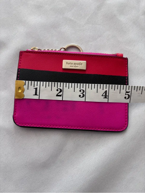 Kate Spade New York Multicolor Stripe Saffiano Leather Card Holder Wallet Pouch - Image 8