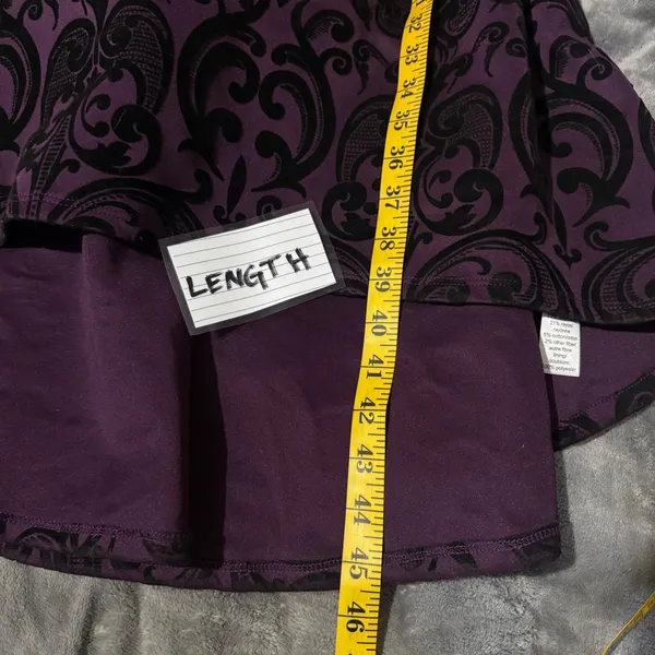Maurices Damask Velvet Flocked High Low Dress XL Purple Cocktail Dark Romantic - Image 8