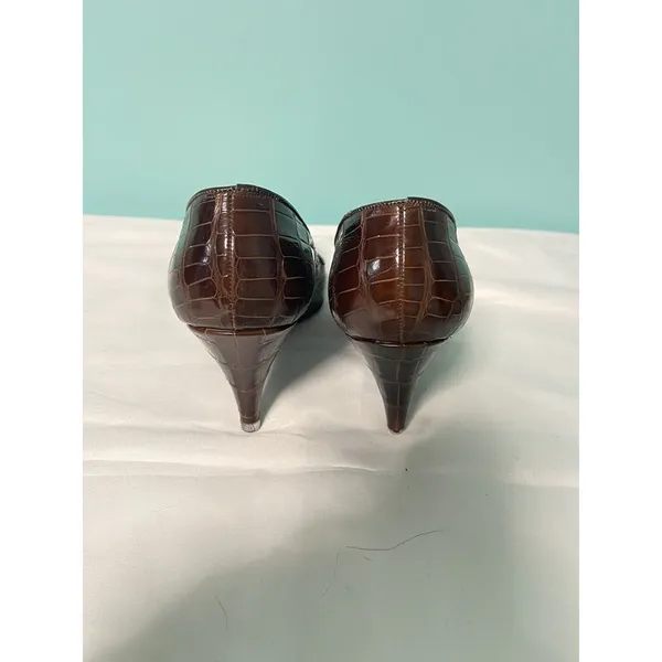 Vintage 7.5A Brown Alligator Crocodile Women's Shoes‎ S-253 - Image 4