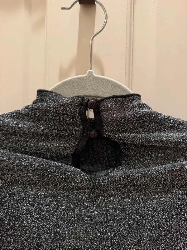 Silver and Black Long Sleeve Bodysuit Top Size M - Image 3