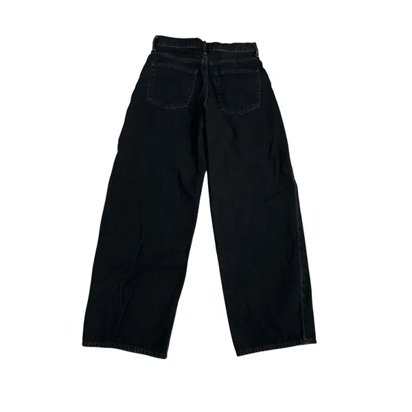 Uniqlo Baggy Wide Leg Jeans Black High Rise Denim Size 26 Barrell leg - Image 2