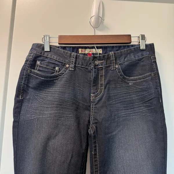 BKE Brie Flared Bootcut Trouser Style Jean Dark Wash Sequin Detail High Waist 28 - Image 4