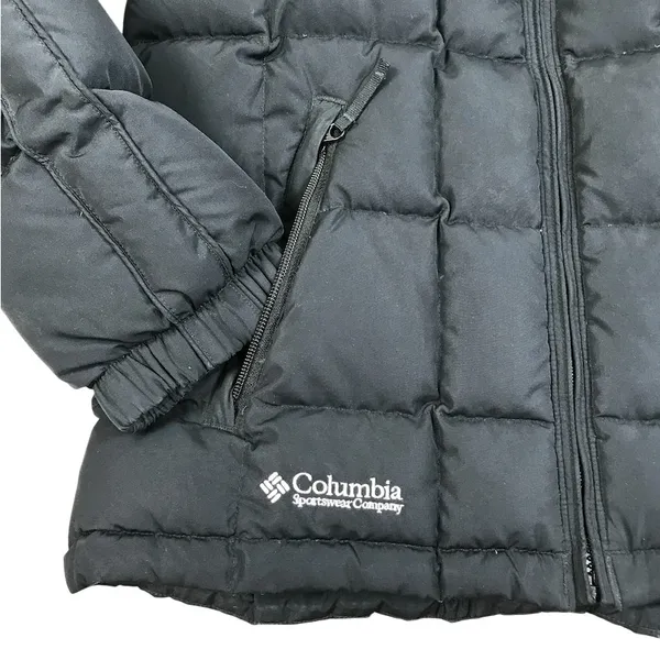 COLUMBIA Duck Down Puffer Jacket Women M Black Full Zip Light Everyday Travel - Image 7