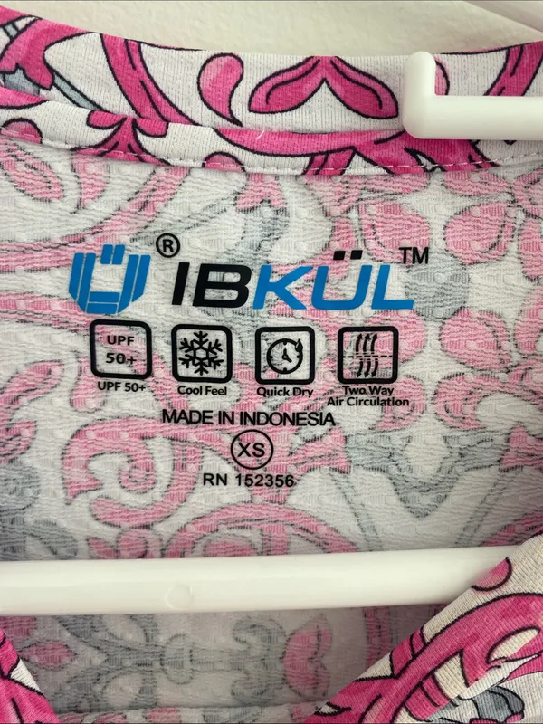 IBKUL Alice Pink Charcoal L/S Crew w Mesh Top Tee UPF50 Size XS - Image 8