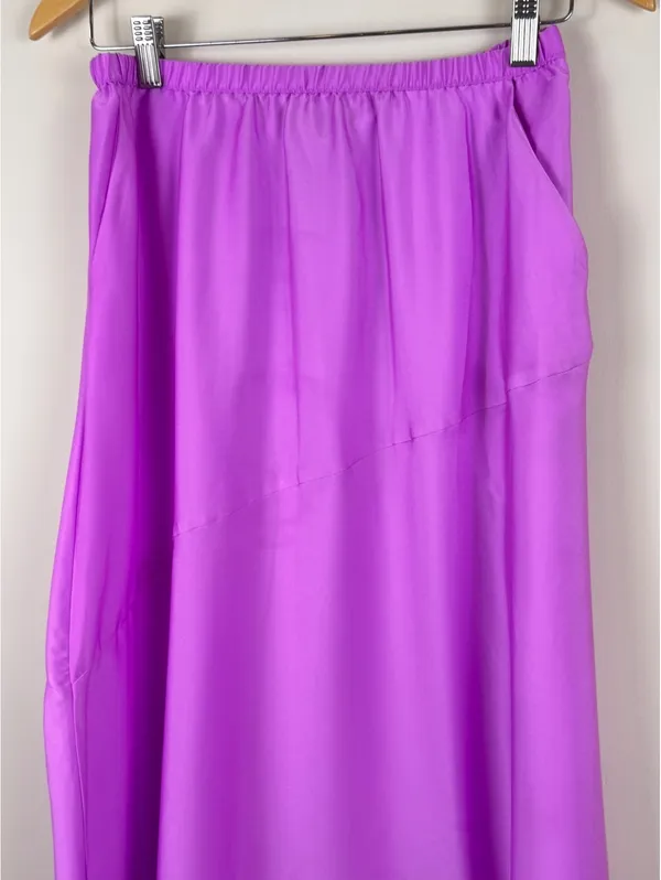 A New Day Purple Satin A-Line Maxi Slip Skirt Size Small Elastic Waist - Image 2