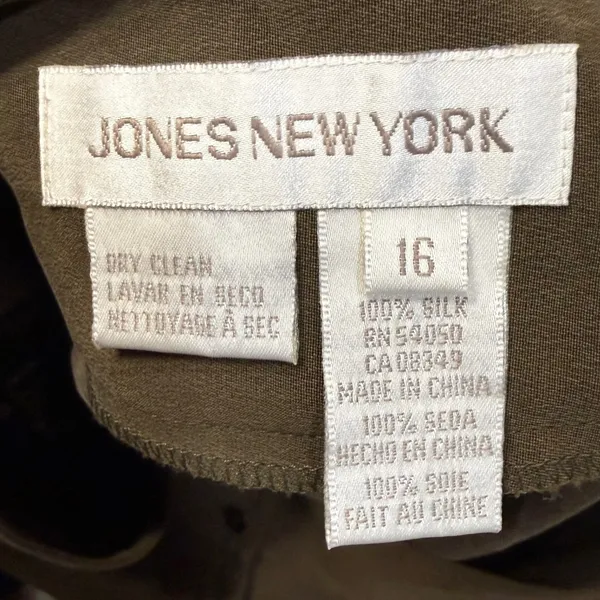 VTG Jones NY 16 Silk Wide Leg Trousers Brown High Rise Career Work Professional - Image 3