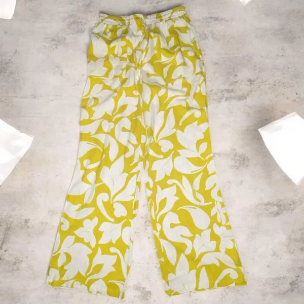 🌸Women’s Sun-Kissed Tropical High-Waisted Wide-Leg Pants - Size L - Image 2