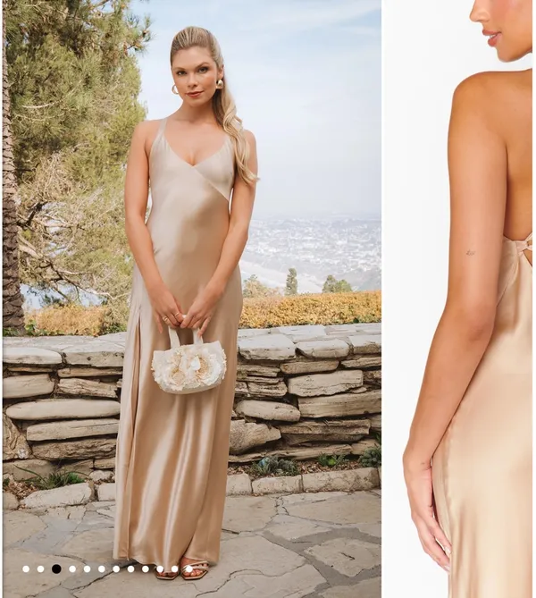 Show Me Your Mumu Anderson Maxi Dress Champagne Luxe Satin - Image 2