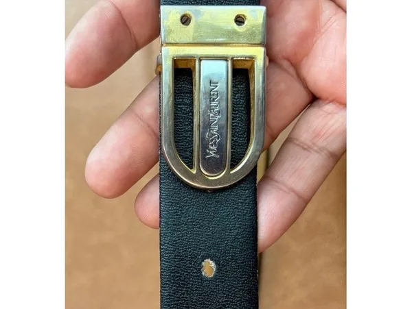 Vintage Yves Saint Laurent two tone buckle reversible belt - Image 2