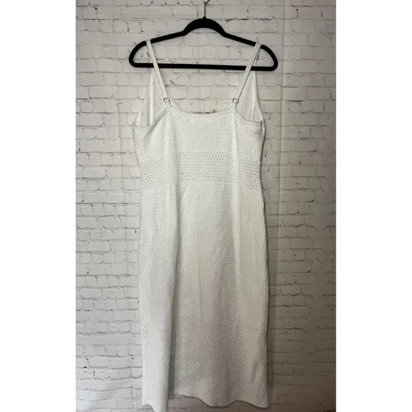 Madden NYC White Pointelle Crochet Knit Midi‎ Dress V-Neck Adjustable Straps XL - Image 4