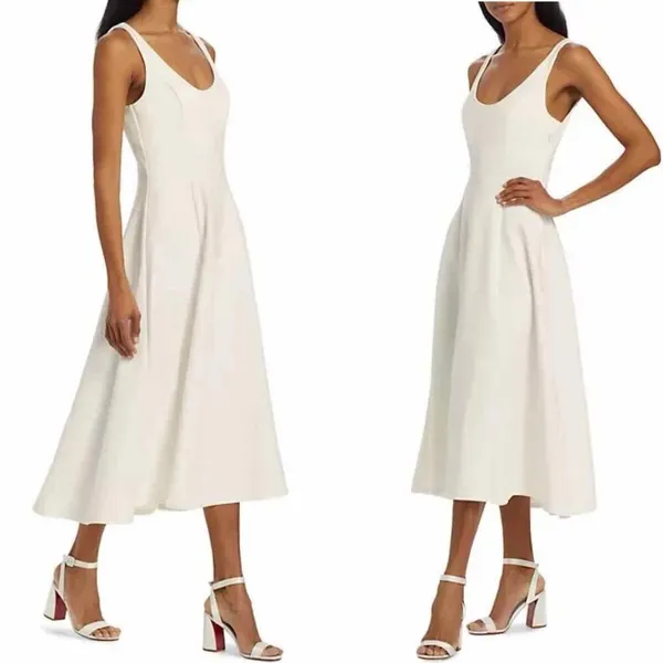 Reformation Mikol Princess Seam Pleated A-Line Midi Dress Medium - Image 8