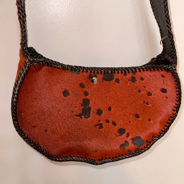 NEW Handmade Dyed Cowhide Leather Cossbody Purse Steer Cow Rust Western Orange - Image 8