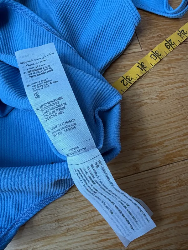 Abercrombie Soft A&F Blue Ribbed Hook & Eye Bodysuit M - Image 6