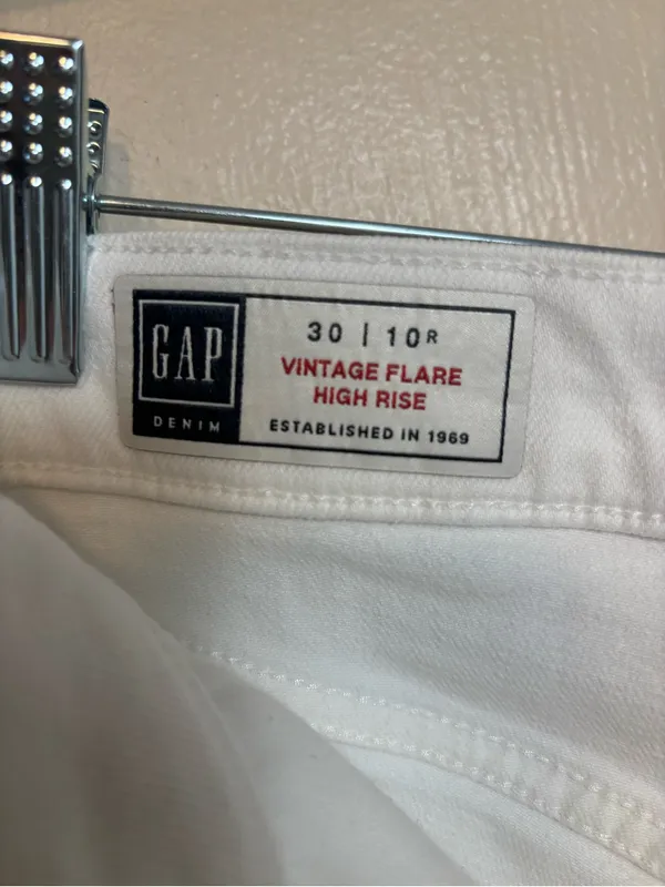 Gap Women’s Vintage Flare High Rise Raw Hem Stretch White Size 10 Regular - Image 5