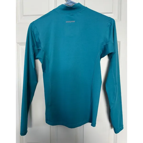 Patagonia Long Sleeve Shirt Teal Green Blue Mock Neck Vintage 71864 Women's M - Image 2