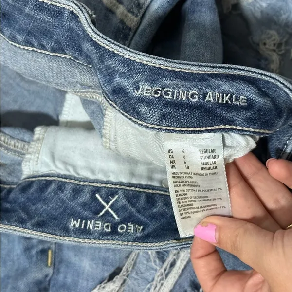 American Eagle Women Denim Light Blue Super Stretch Ankle Jegging Jeans‎ size 6 - Image 9