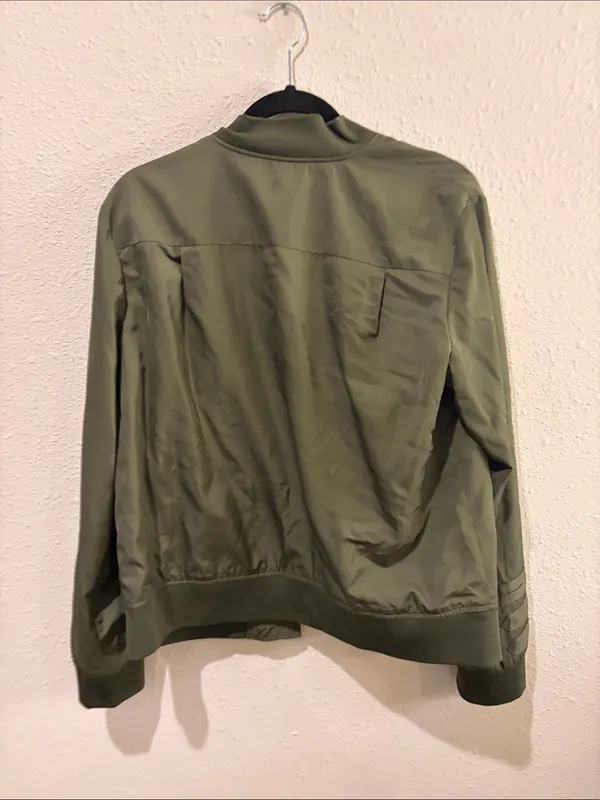 Chelsea28 Olive Military-Style Satin like Bomber Jacket - Image 4