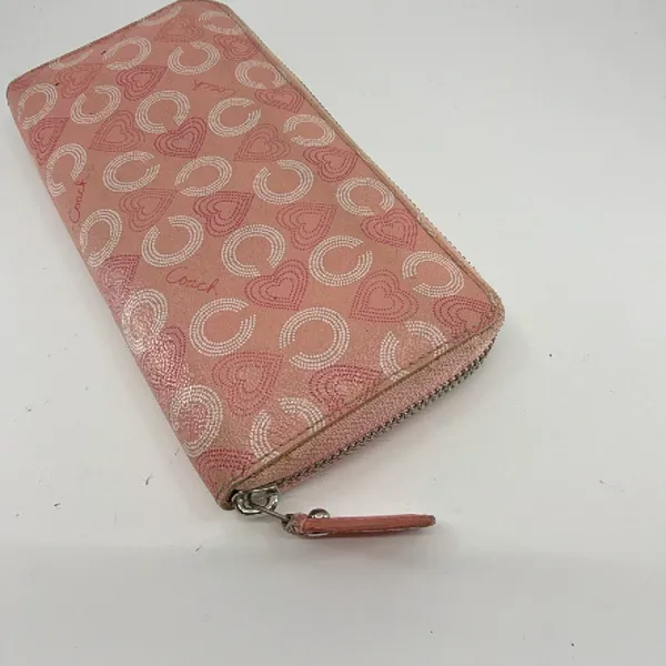 Coach Accordion Zip Pink Signature C Coated Canvas Wallet - Image 5