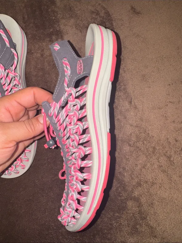 KEEN UNEEK Women's Woven Cord Sandals Grey Pink Size 9 - Image 10