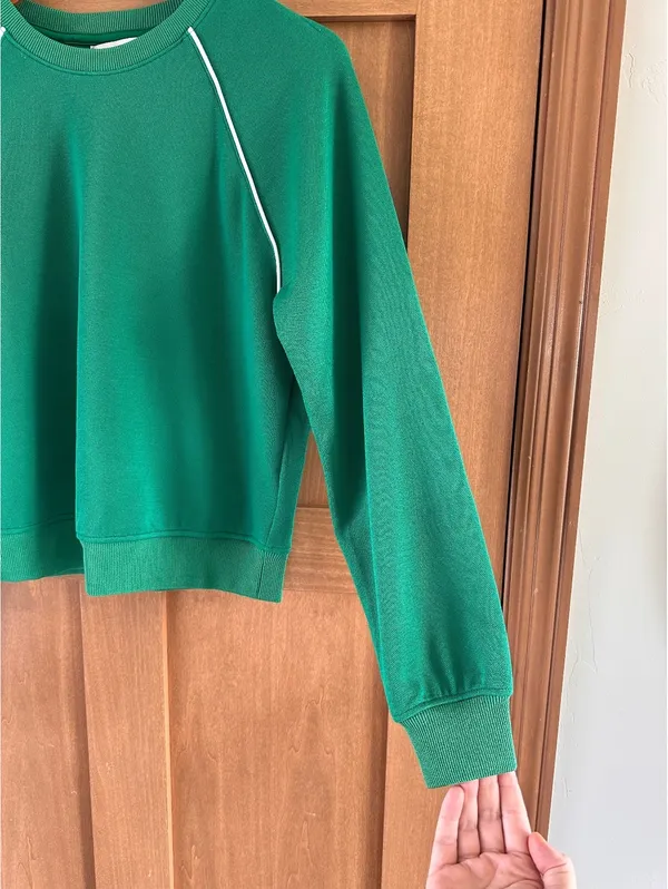 SPANX Airpiqué Long Sleeve Crewneck Top Field Green Women’s Small 21351R - Image 4