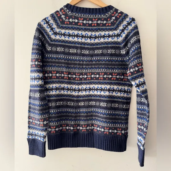 American Eagle Men’s Fair‎ Isle Blue Pattern Sweater Rabbit Hair Cotton Blend - Image 3