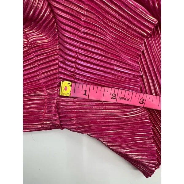 Queen‎ of Sparkles swing shorts pink iridescent metallic pleat sz S - Image 4