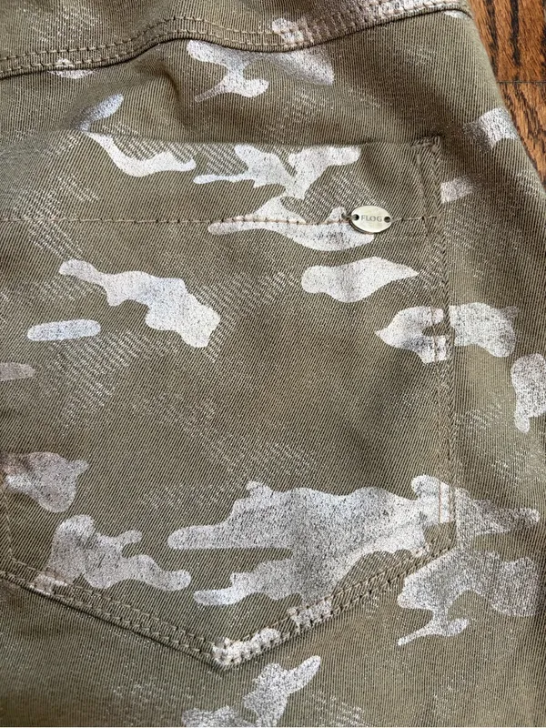 Bevy Flog Shely Beige Gold Metallic Camo Drawstring Pants Size 25 - Image 4