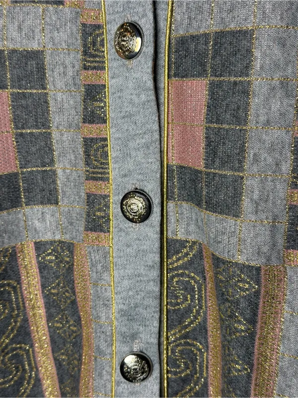 Vintage 80s Pablo Collection XL Metallic Patchwork Knit Jacket Made USA - Image 4
