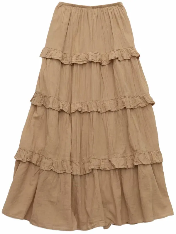 AE Ready To Ruffle Tiered Midaxi Skirt American Eagle NWT Toasted Almond XS - Image 3