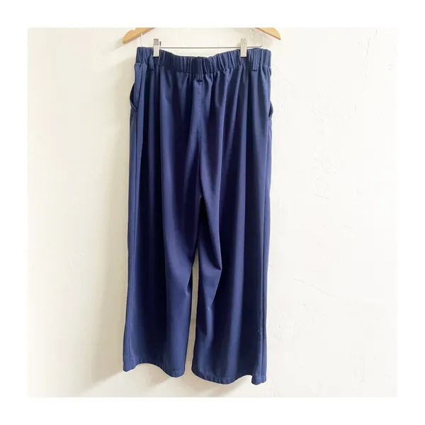 Halara Wide Leg Pants Womens XL Petite Navy Blue Pleated Office Wear Minimalist - Image 2