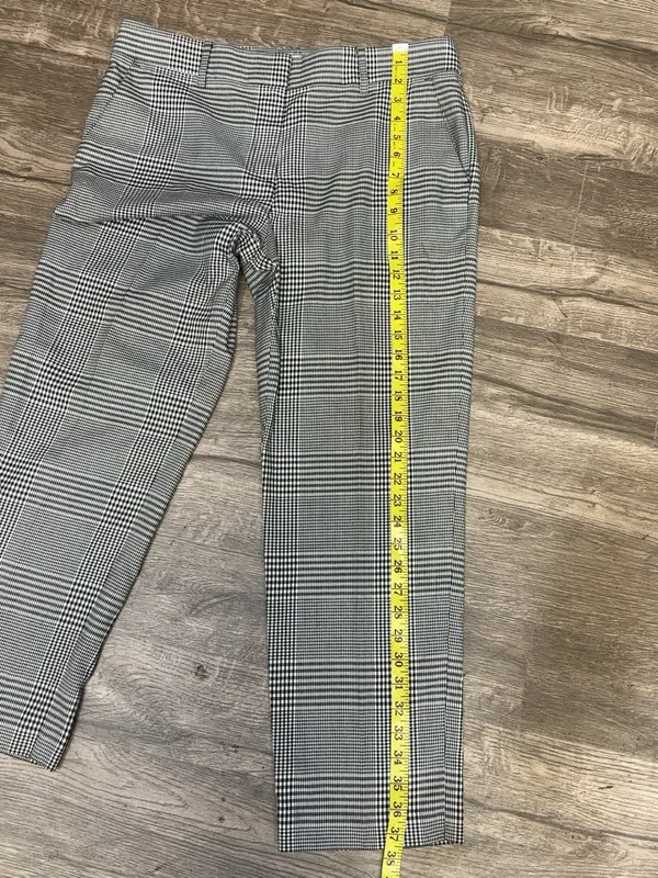 LOFT The Riviera Slim Plaid Ankle Pants Black White Size 10 - Image 7