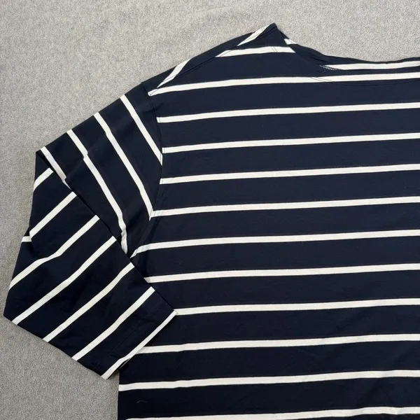 Old Navy Women's 3X Plus Size Navy Blue White Stripe 3/4 Sleeve Boat Neck Top - Image 3