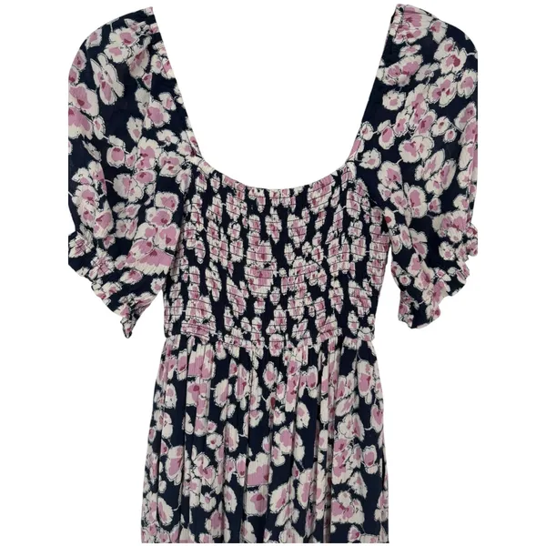 Abercrombie & Fitch Womens Floral Smocked Puff Sleeve Tiered Midi Dress Sz Small - Image 8
