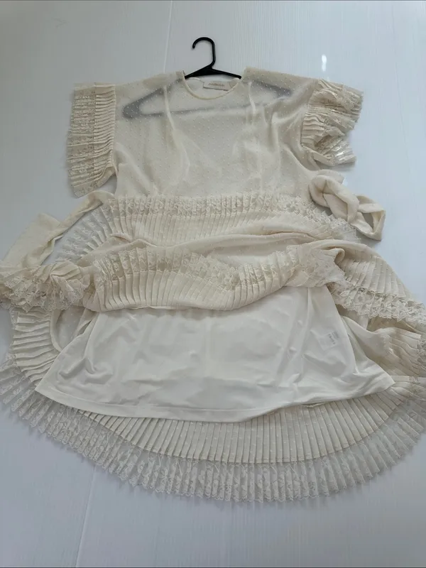 Zimmermann Espionage Pleat Frill Mini Dress Cream Ecru, US 8 Zimmermann size 2 - Image 8