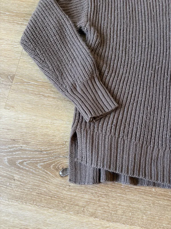Brown Ribbed Crewneck Sweater - Image 2