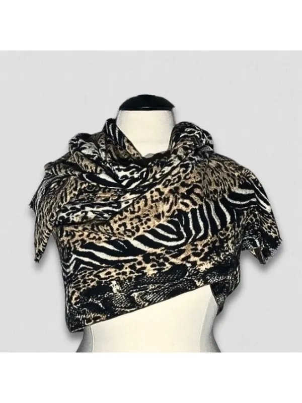Look Cashmere Leopard Animal Print Scarf Multicolor OS - Image 3