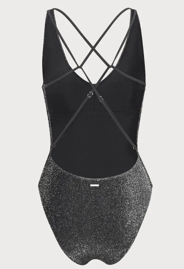 Berlook Black Lurex Cross Back One-Piece Swimsuit - Image 6