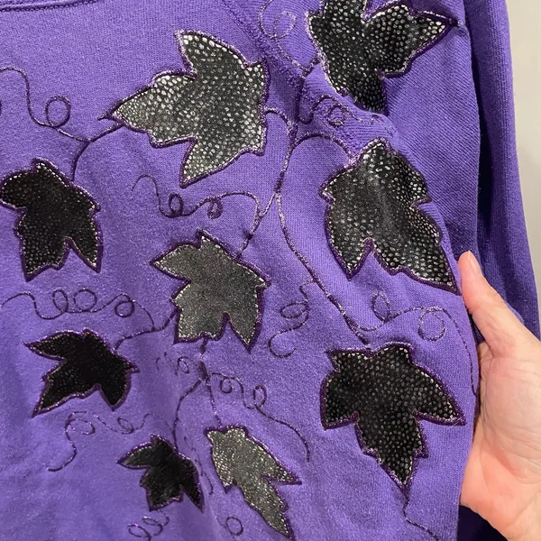 Cute vintage 80s Hanes purple plum fairy puff paint broken in sweatshirt grapes - Image 7