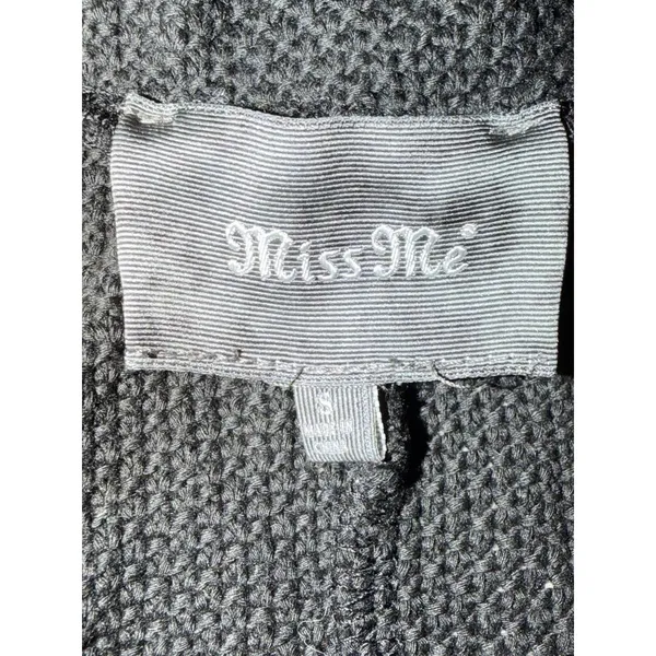 Miss Me Jacket Womens Small Black Gray Mixed Moto Asymmetric Zip Stretch Sweater - Image 5