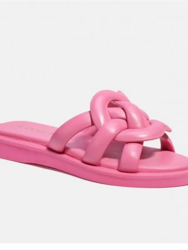 COACH Georgie Knotted Slide Sandals Petunia Pink Sz 7 - Image 7