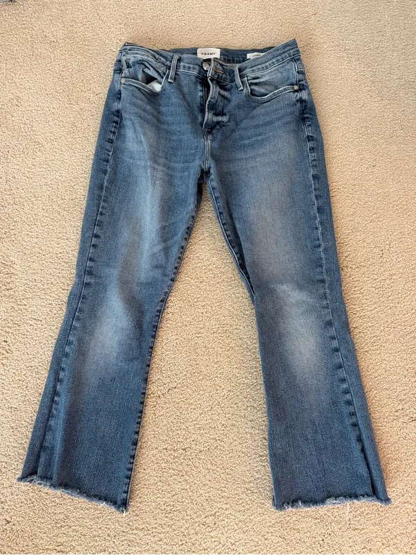Frame Denim Le High Flare Mid-Blue Jeans - Image 2