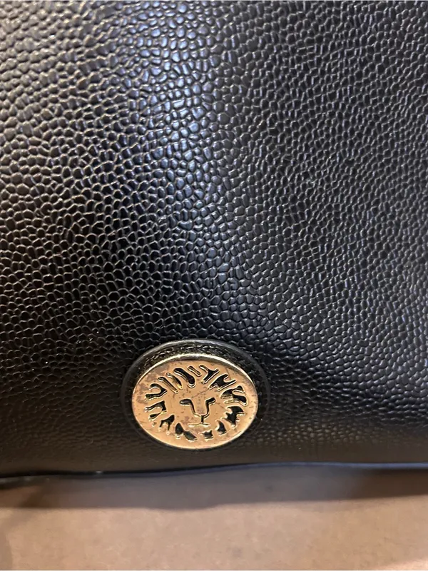 Anne Klein Structured Black Leather Top-Handle Satchel with Tassel Accent - Image 3