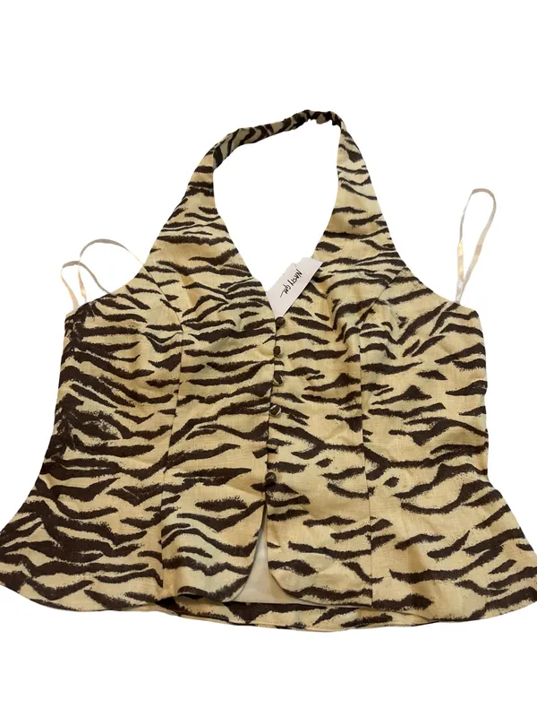 Nasty Gal Cream and Brown Zebra-Print Halter - Image 3