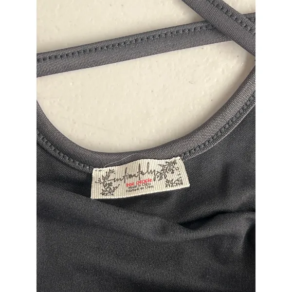 New Free People Intimately Sz L Gray Adiustable Ruched Satin Slip Midi Dress - Image 6