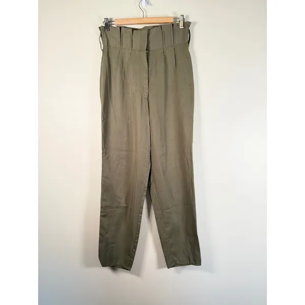 Tularosa Olive Green High Waisted Pleated Tapered Lyocell Pants Sz M - Image 2