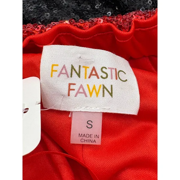 Fantastic Fawn Sequin‎ Tiered Mini Skirt Shorts Red Black Game Day Football NWT - Image 6